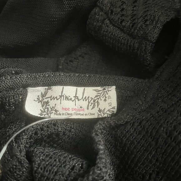 FREE PEOPLE INTIMATELY BLACK DRESS WOMENS XS SHEER MESH MIDI SLIP KNIT TULLE - Picture 4 of 6